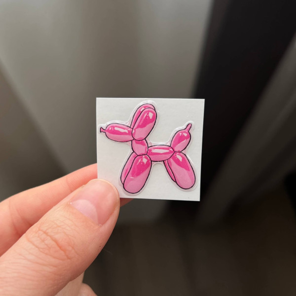 3D Sticker "Pink Inflatable Puppy"