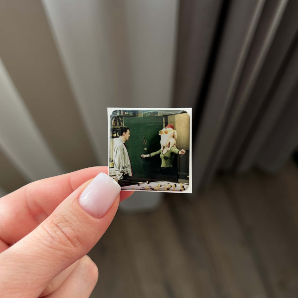 3D sticker "Monica with a chicken, from the TV show 'Friends'"