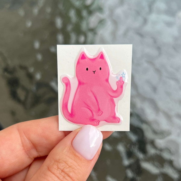 3D Sticker "Pink Kitten F Off"