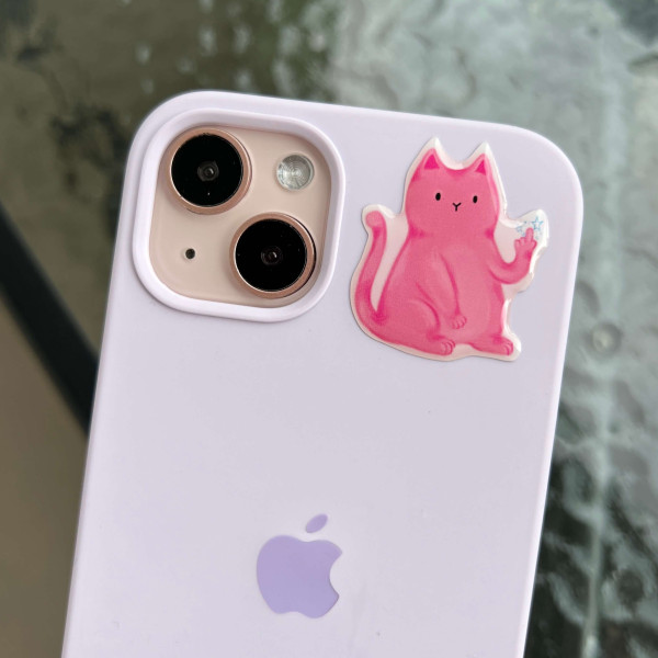 3D Sticker "Pink Kitten F Off"