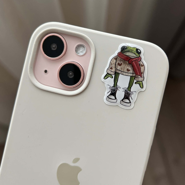 3D sticker "Frog in a Sweater with Hearts"