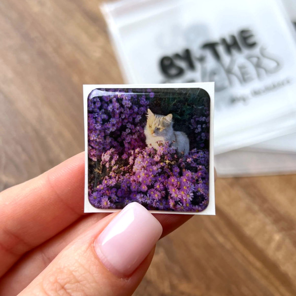 3D sticker “Kitten and flowers”