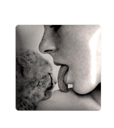 3D sticker "Woman with a small leopard"