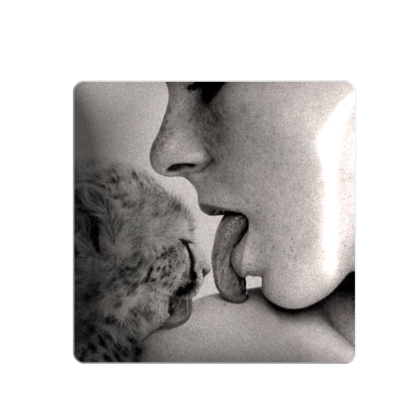 3D sticker "Woman with a small leopard"