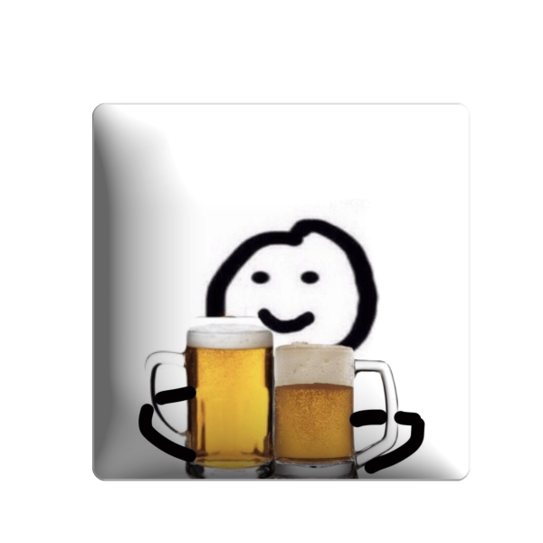  3D sticker "Little man and beer mugs"