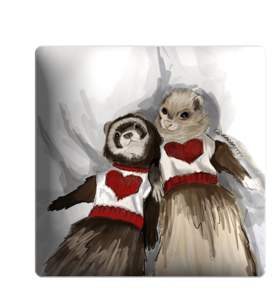 3D sticker "Otters in sweaters"