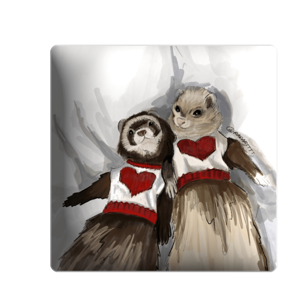3D sticker "Otters in sweaters"