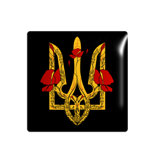 3D стікер "Герб з маками на чорному фоні"