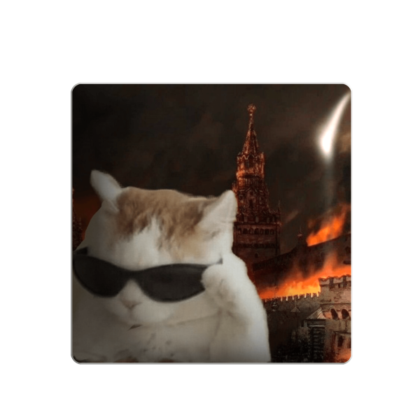 3D стікер "Котик на фоні moscow on fire"
