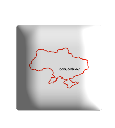 3D sticker "Map of Ukraine 603,548 km²"