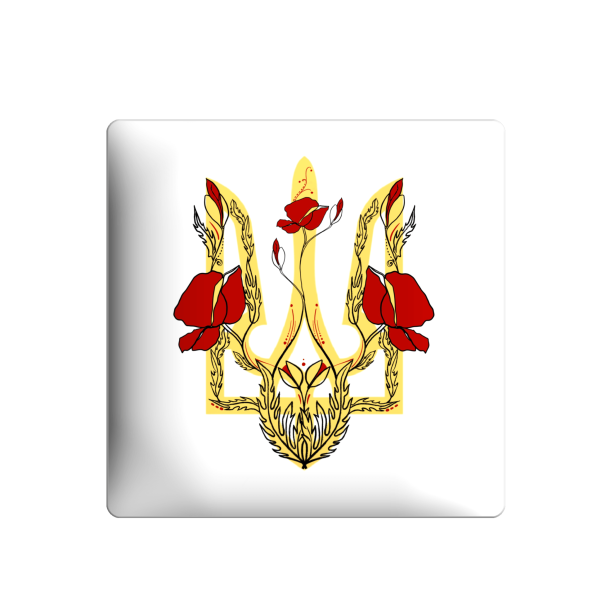 3D sticker "Coat of arms with poppies on a white background"