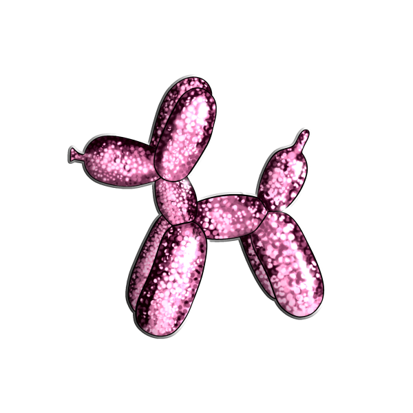 3D sticker "Pink inflatable dog with glitter"