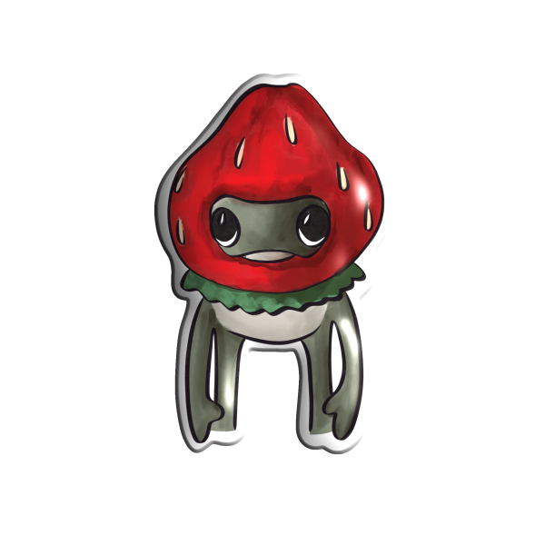 3D sticker "Little Frog with Strawberry"