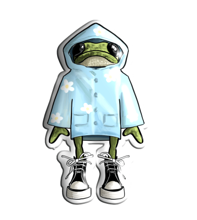 3D sticker "Frog in a blue raincoat"
