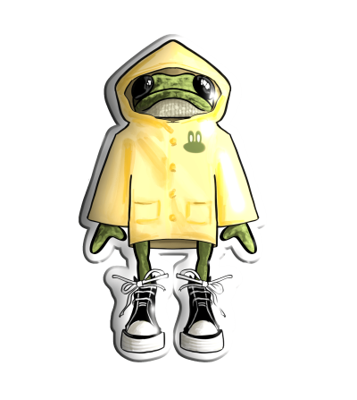 3D sticker "Frog in a yellow raincoat"