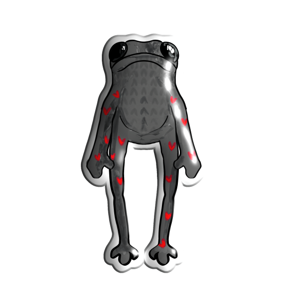 3D sticker "Black frog in hearts"