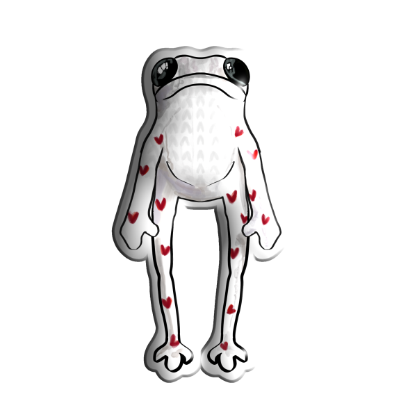  3D sticker "White frog with hearts"