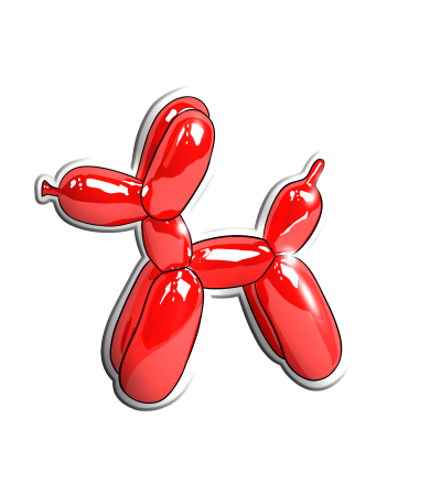 3D Sticker "Red Inflatable Puppy"