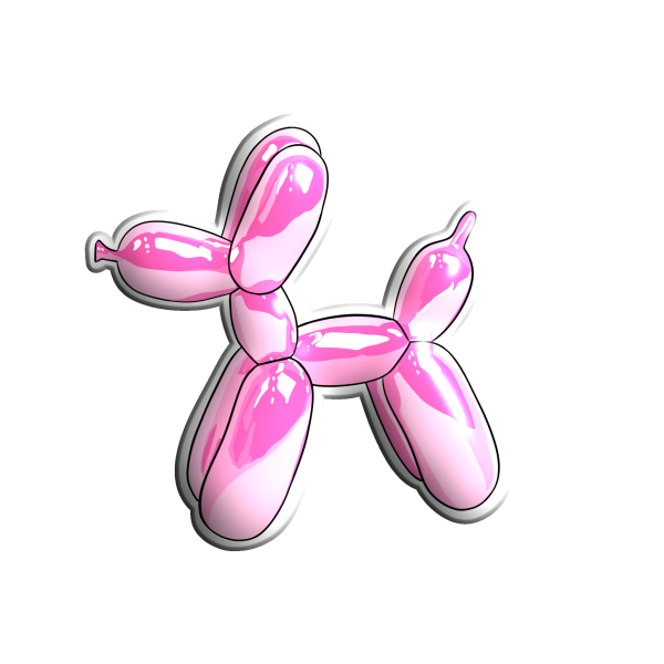 3D Sticker "Pink Inflatable Puppy"