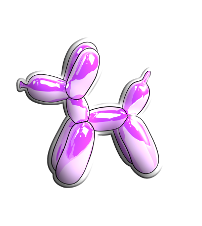 3D Sticker "Purple Inflatable Puppy"