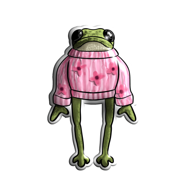 3D sticker "Frog in a pink sweater"