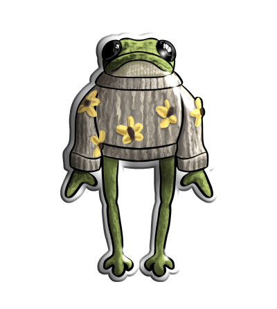 3D sticker "Frog in a gray sweater"
