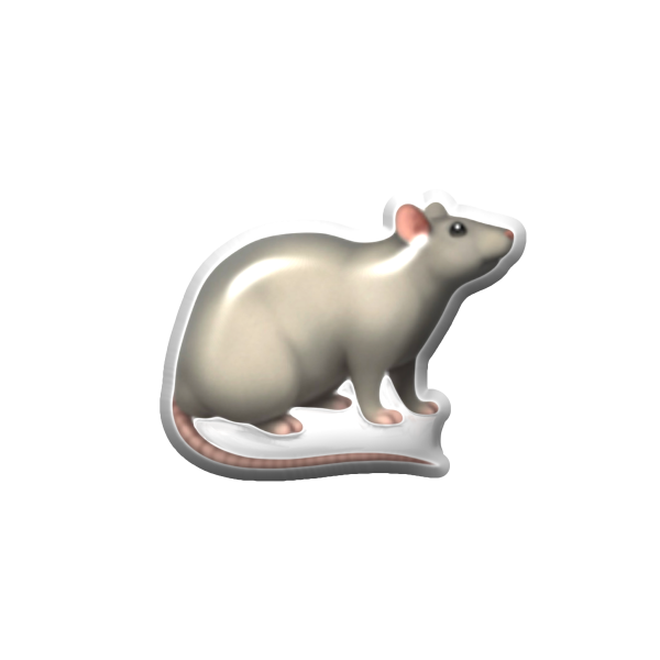 3D sticker "Gray rat №2, emoji" (updates)