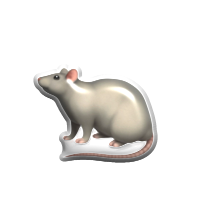 3D sticker "Gray rat, emoji" (updates)