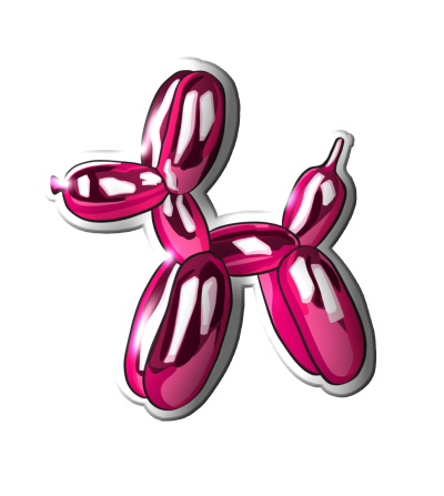 3D Sticker "Dark Pink Inflatable Puppy"