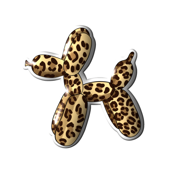 3D стікер "Light leopard balloon dog, леопардовий песик"