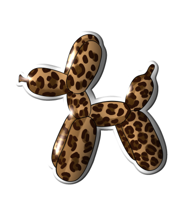 3D sticker "Dark leopard balloon dog"