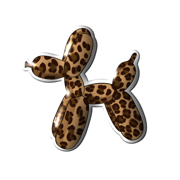 3D sticker "Dark leopard balloon dog"
