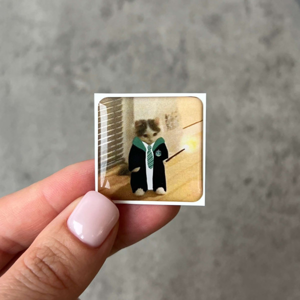3D sticker "Kitty in a Slytherin robe"