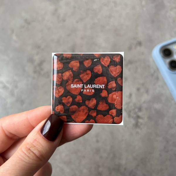 3D sticker "Saint Laurent condom with hearts"