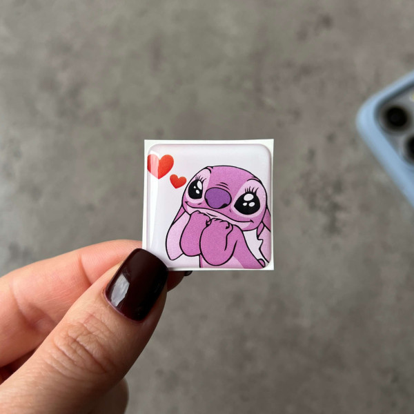 3D sticker "Angel with red hearts"