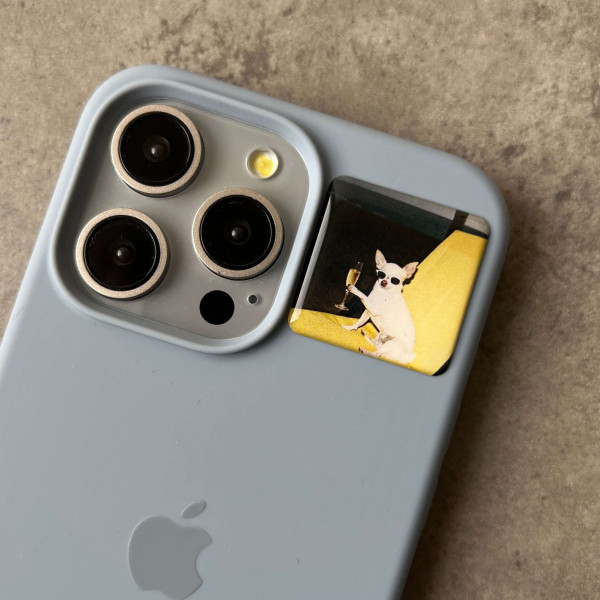 3D sticker "Puppy with a glass"