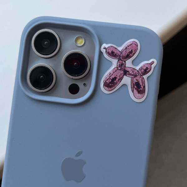 3D sticker "Pink inflatable dog in disco ball style"
