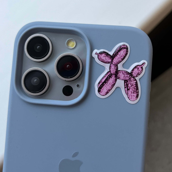 3D sticker "Pink inflatable dog with glitter"