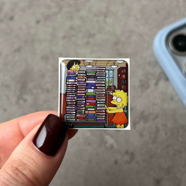 3D sticker "Lisa Simpson and books"