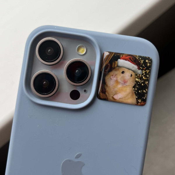 3D sticker "Hamster in a Christmas hat"