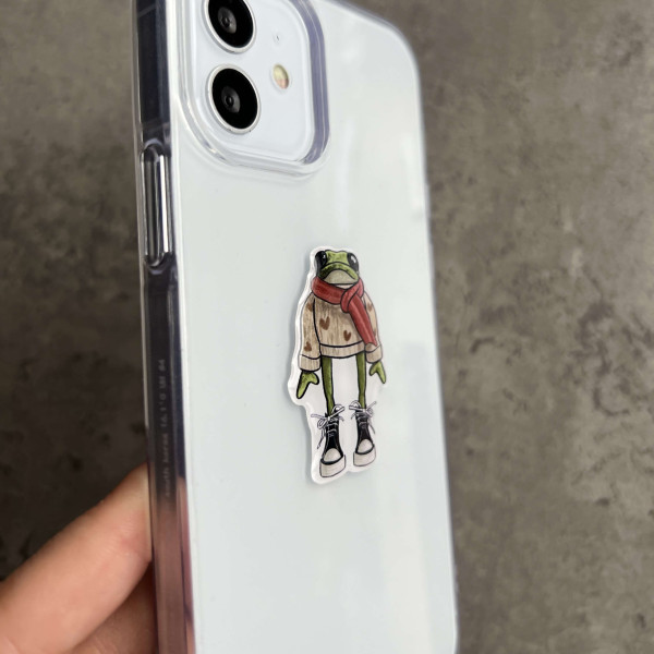 3D sticker "Frog in a Sweater with Hearts, 4.5x3 cm"