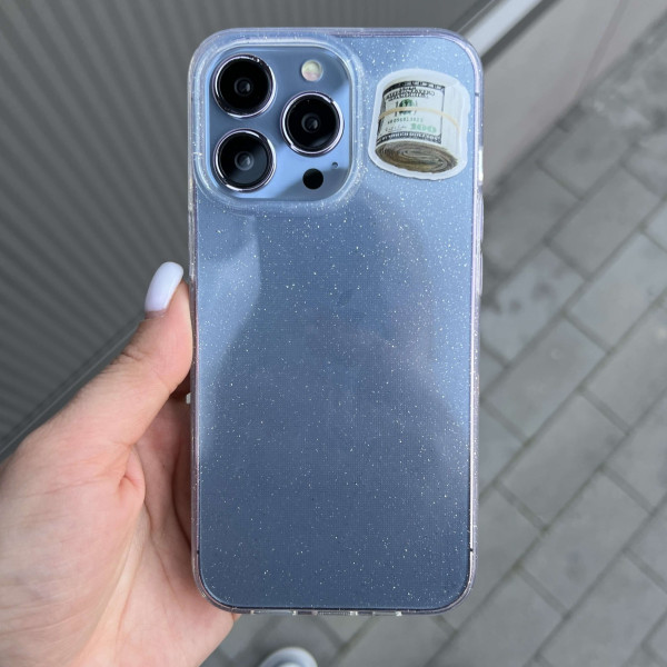 Прозорий силіконовий чохол з блискітками для iPhone 13