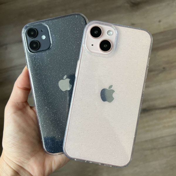 Прозорий силіконовий чохол з блискітками для iPhone 13