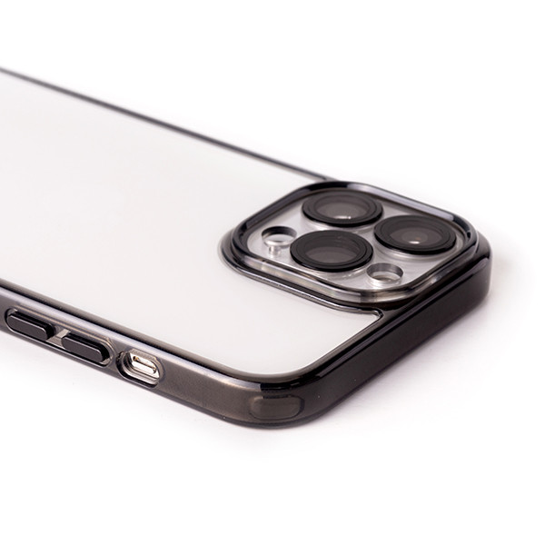 Протиударний чохол для iPhone 14 Pro Max з чорними бортиками, закритою камерою та захисними лінзами