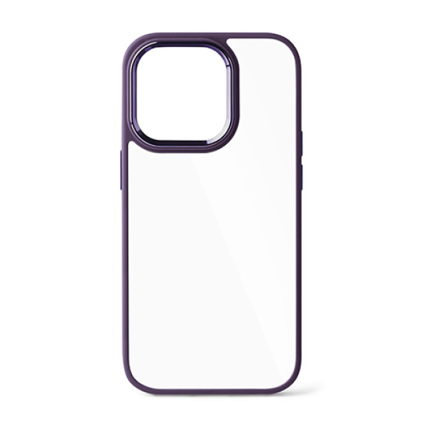 Transparent shockproof case with purple edges for iPhone 15 Pro Max