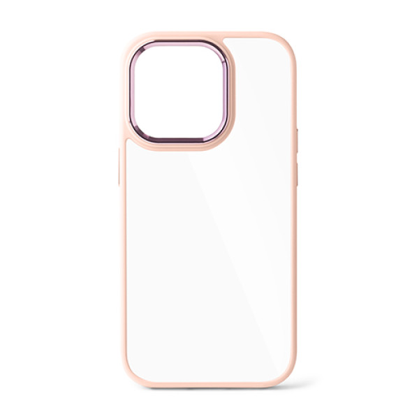 Transparent shockproof case with pink edges for iPhone 15 Plus