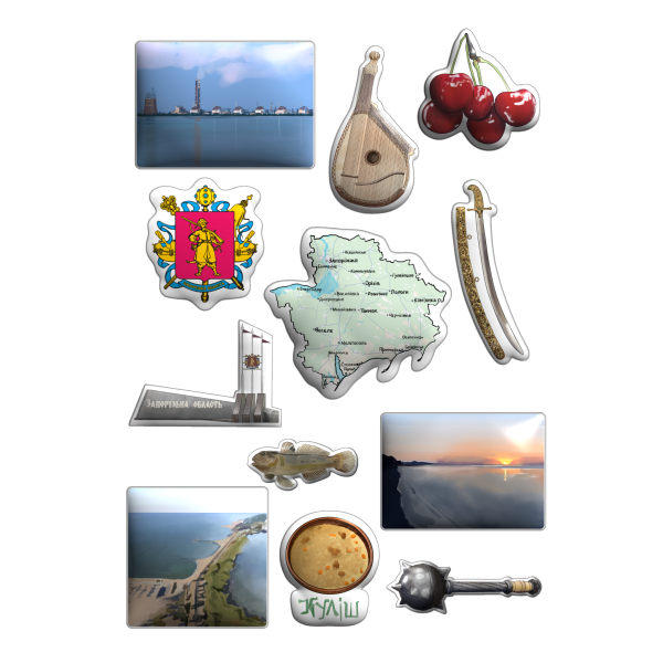 Set of 3D stickers "Zaporizhzhia Oblast"