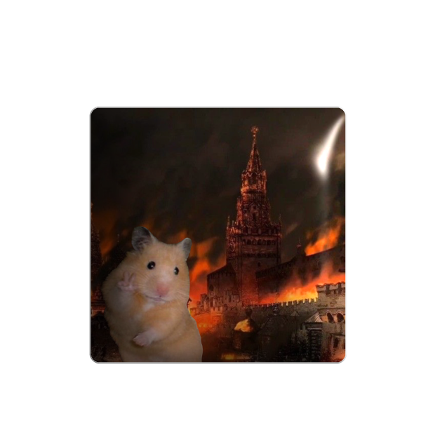 3D стікер "Хом'ячок на фоні moscow on fire"