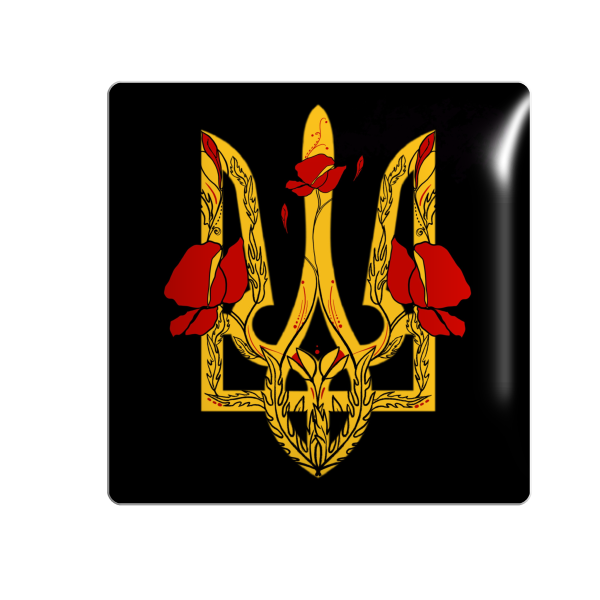 3D стікер "Герб з маками на чорному фоні"