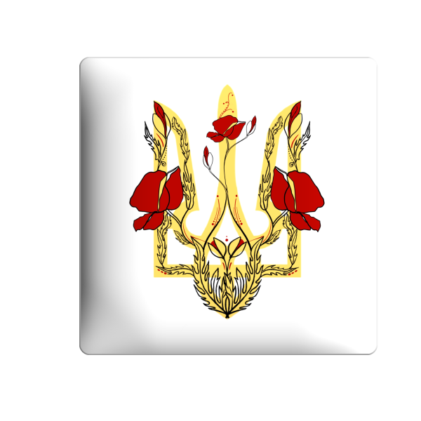 3D sticker "Coat of arms with poppies on a white background"
